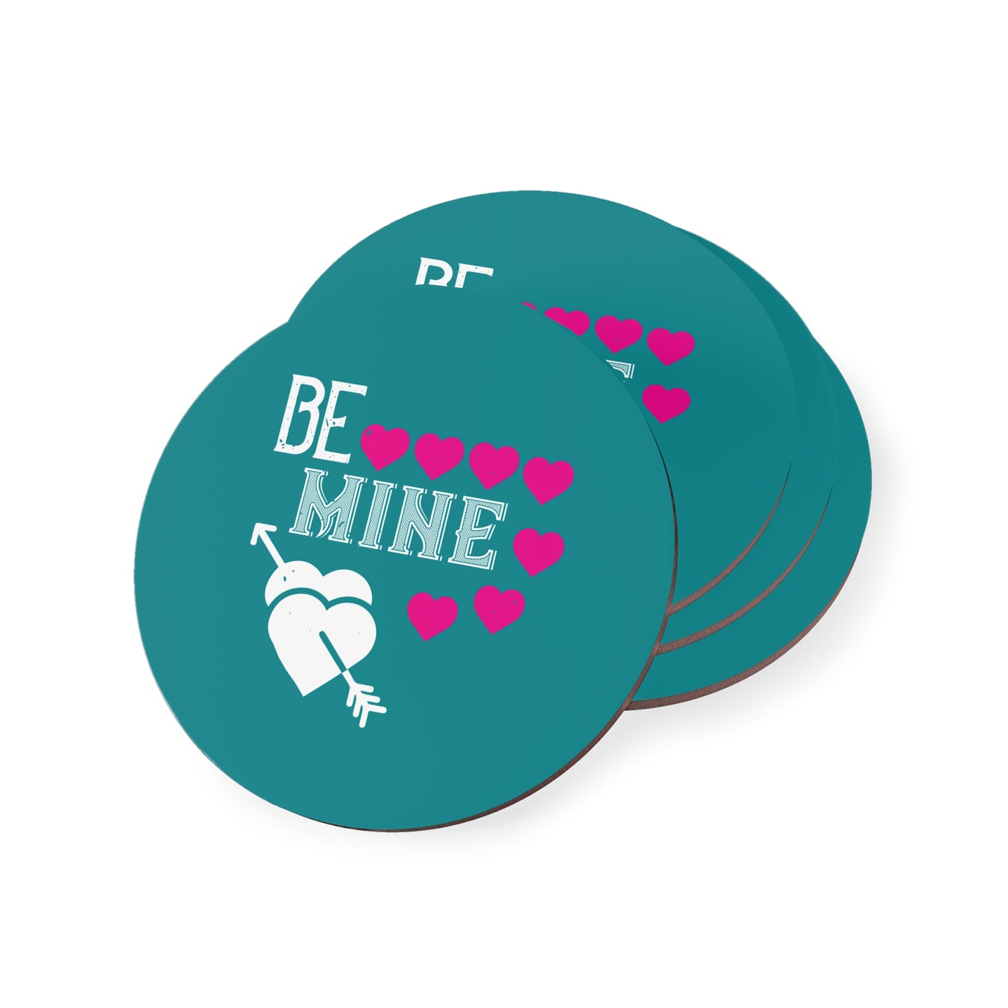 Valentine 'Be Mine' Heart Coasters — Romantic Cork Drink Coaster Set