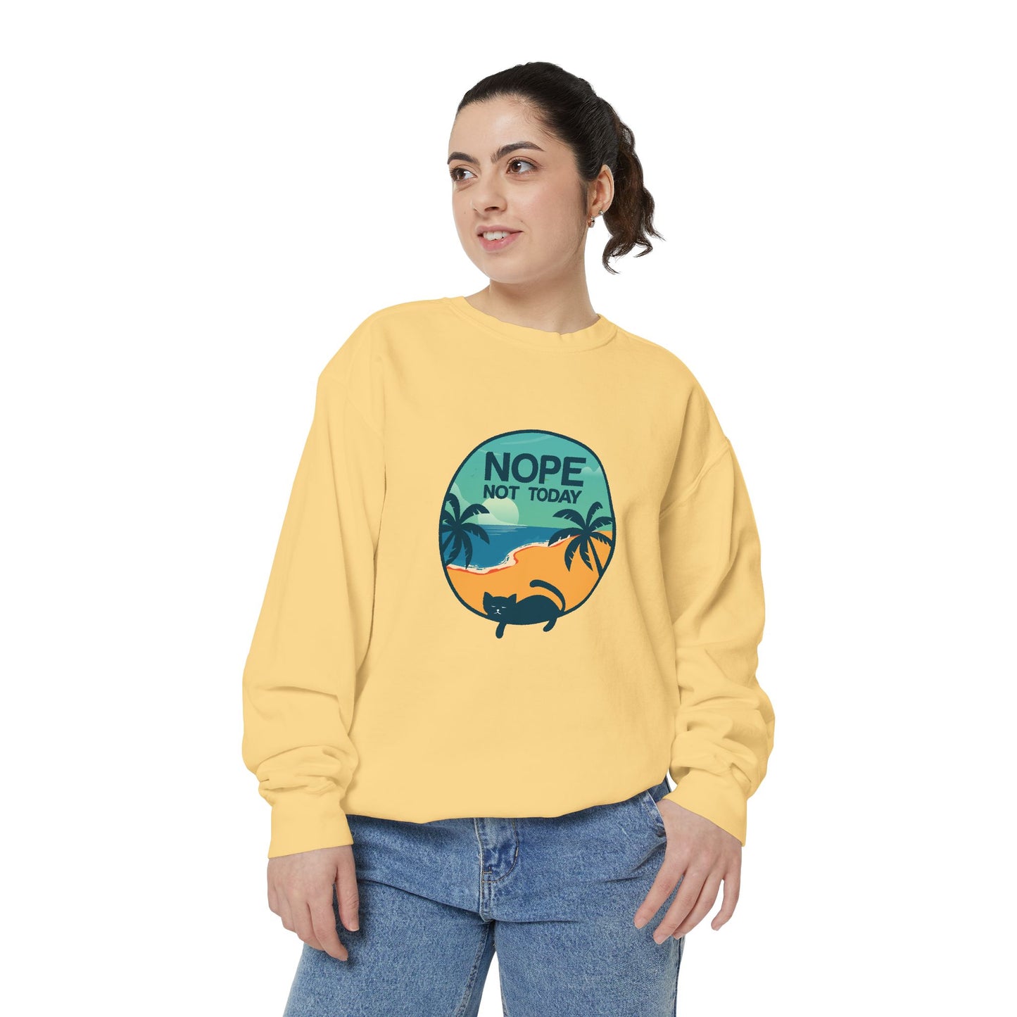 Nope Not Today Sweatshirt — Relaxed Beach Palm Tree Crew