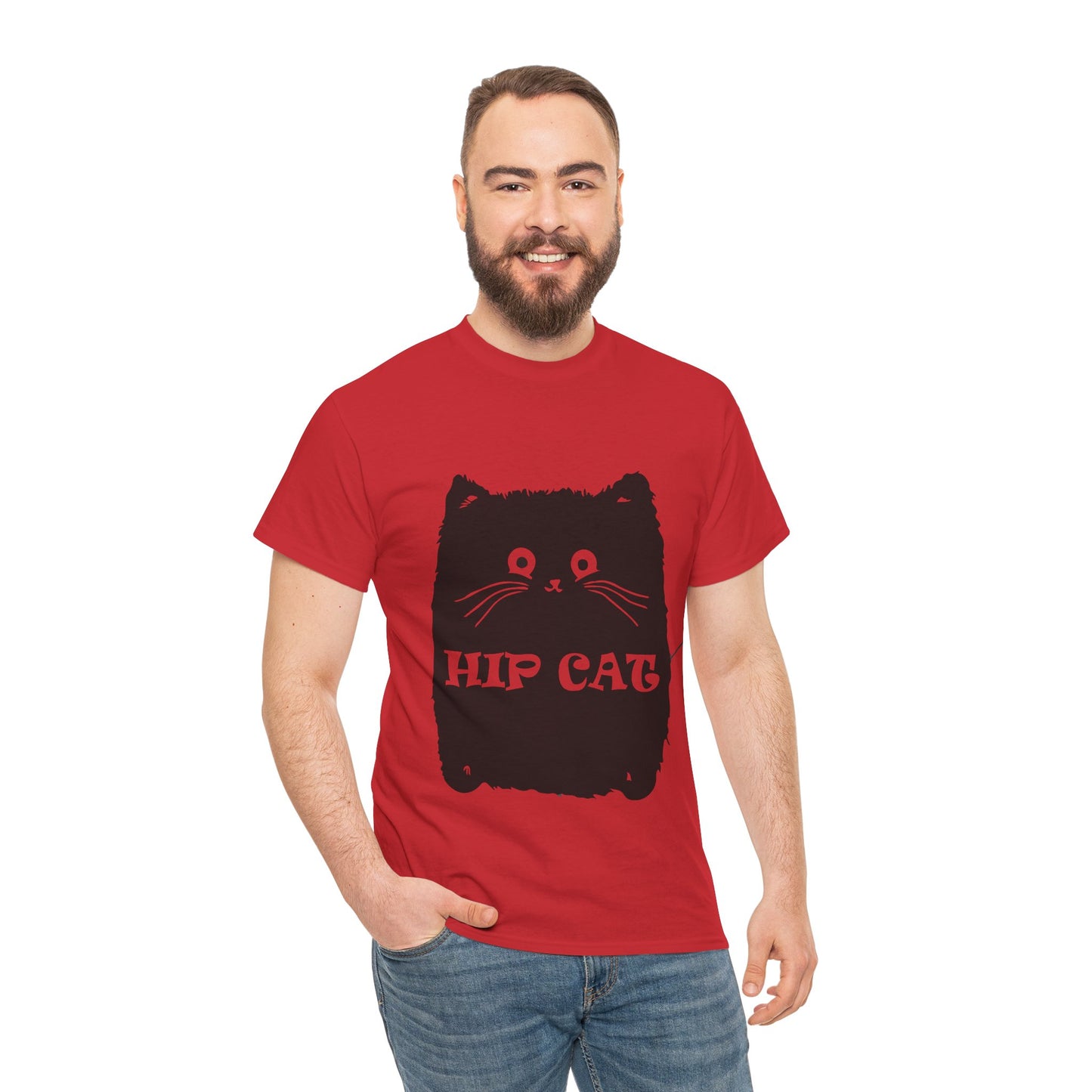 Funny Hip Cat Unisex Heavy Cotton Tee