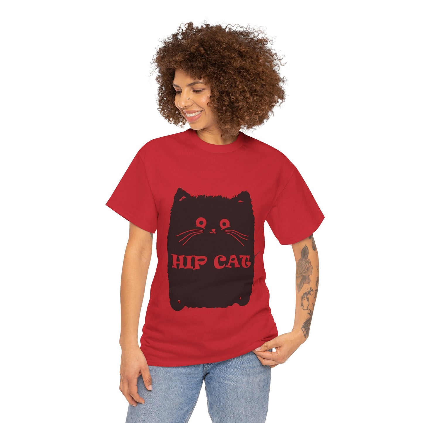 Funny Hip Cat Unisex Heavy Cotton Tee