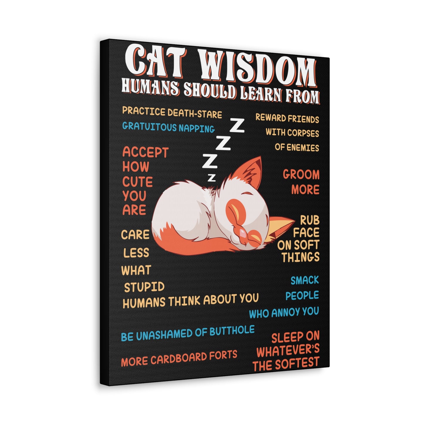Canvas Print — "Cat Wisdom: Humans Should Learn From" Illustrated Wall Art