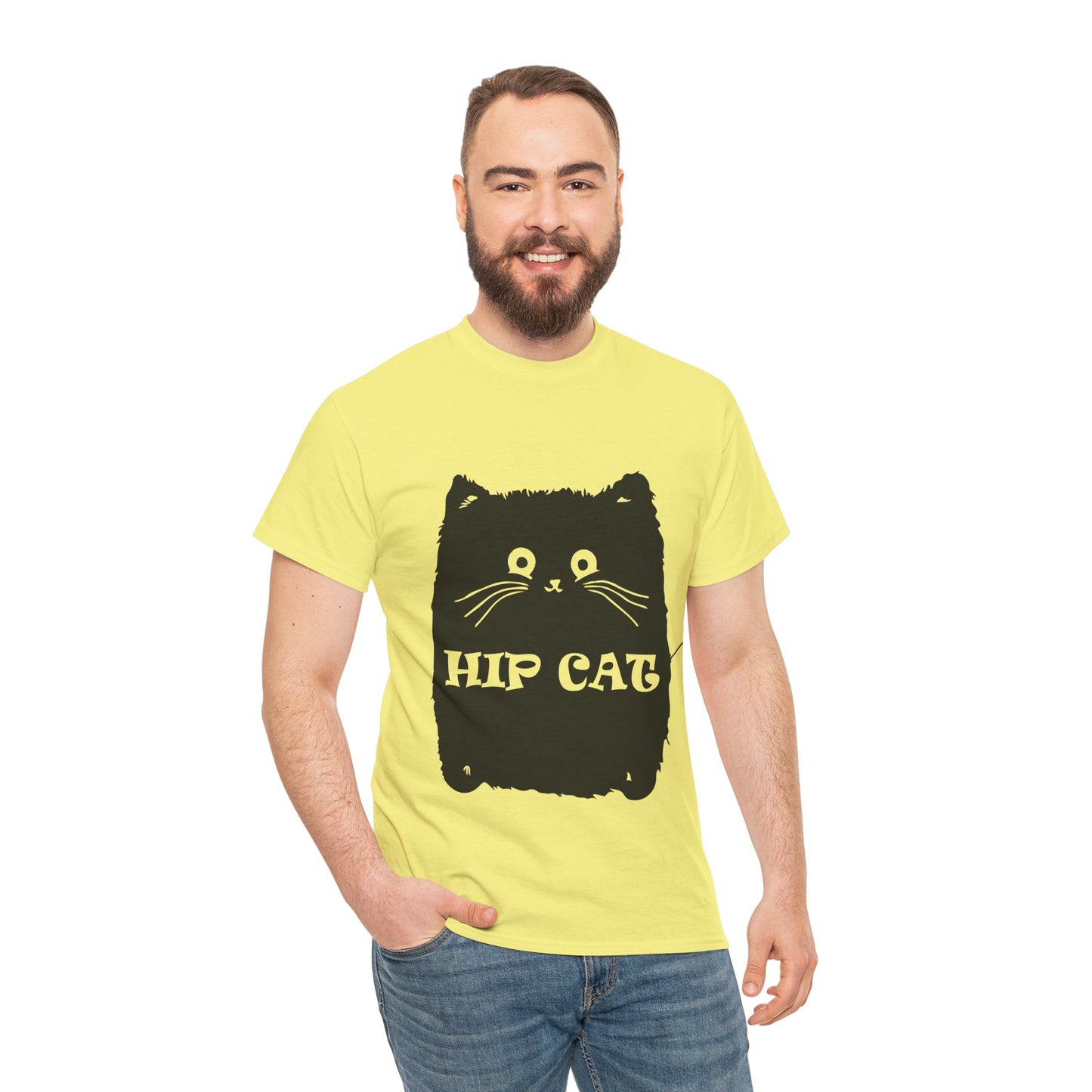 Funny Hip Cat Unisex Heavy Cotton Tee