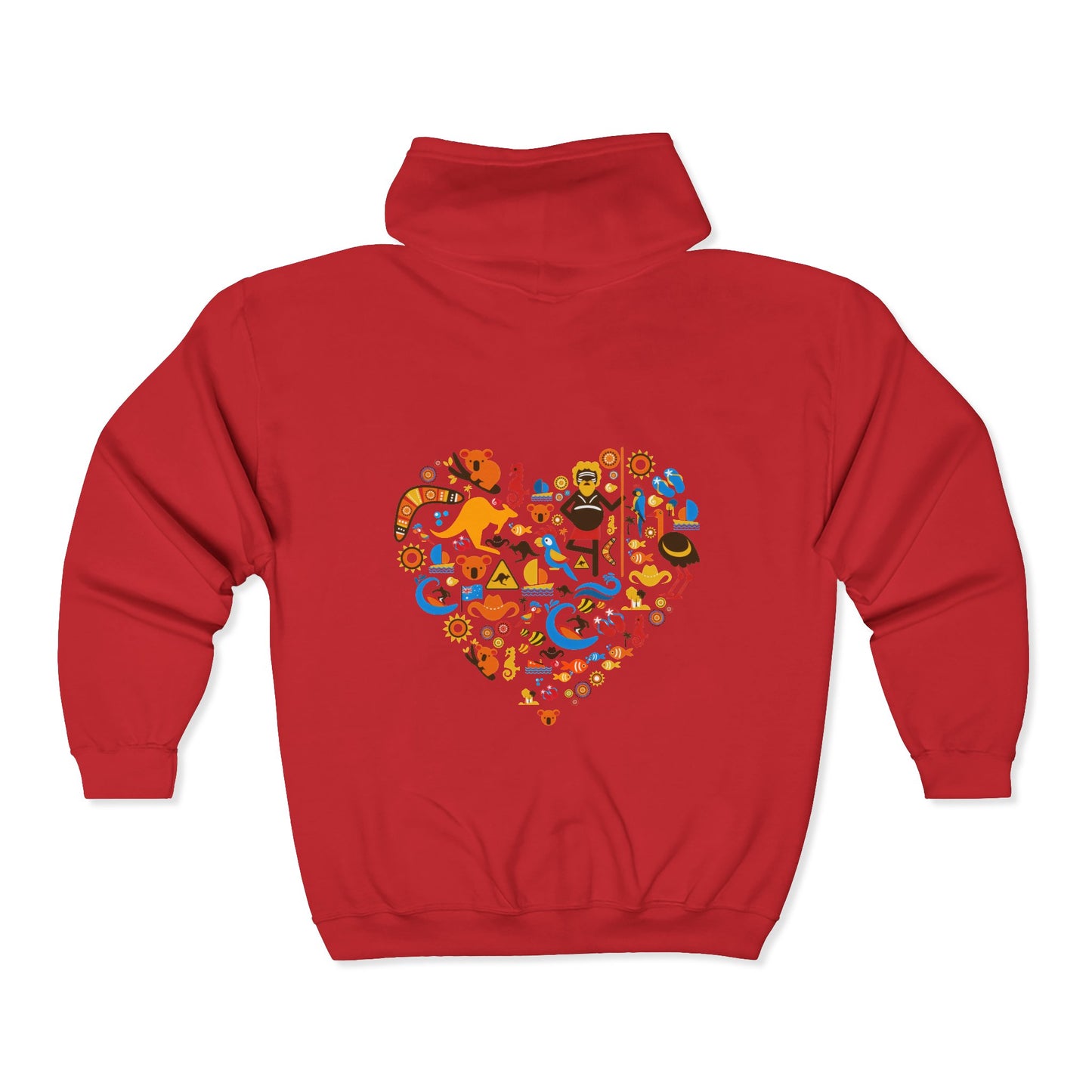 Zip Hoodie — Colorful Food Heart Graphic Full-Zip Hoodie