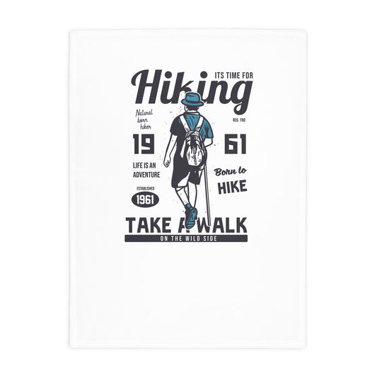Hiking Adventure Plush Fleece Blanket — "Take a Walk" Outdoor Camper Gift