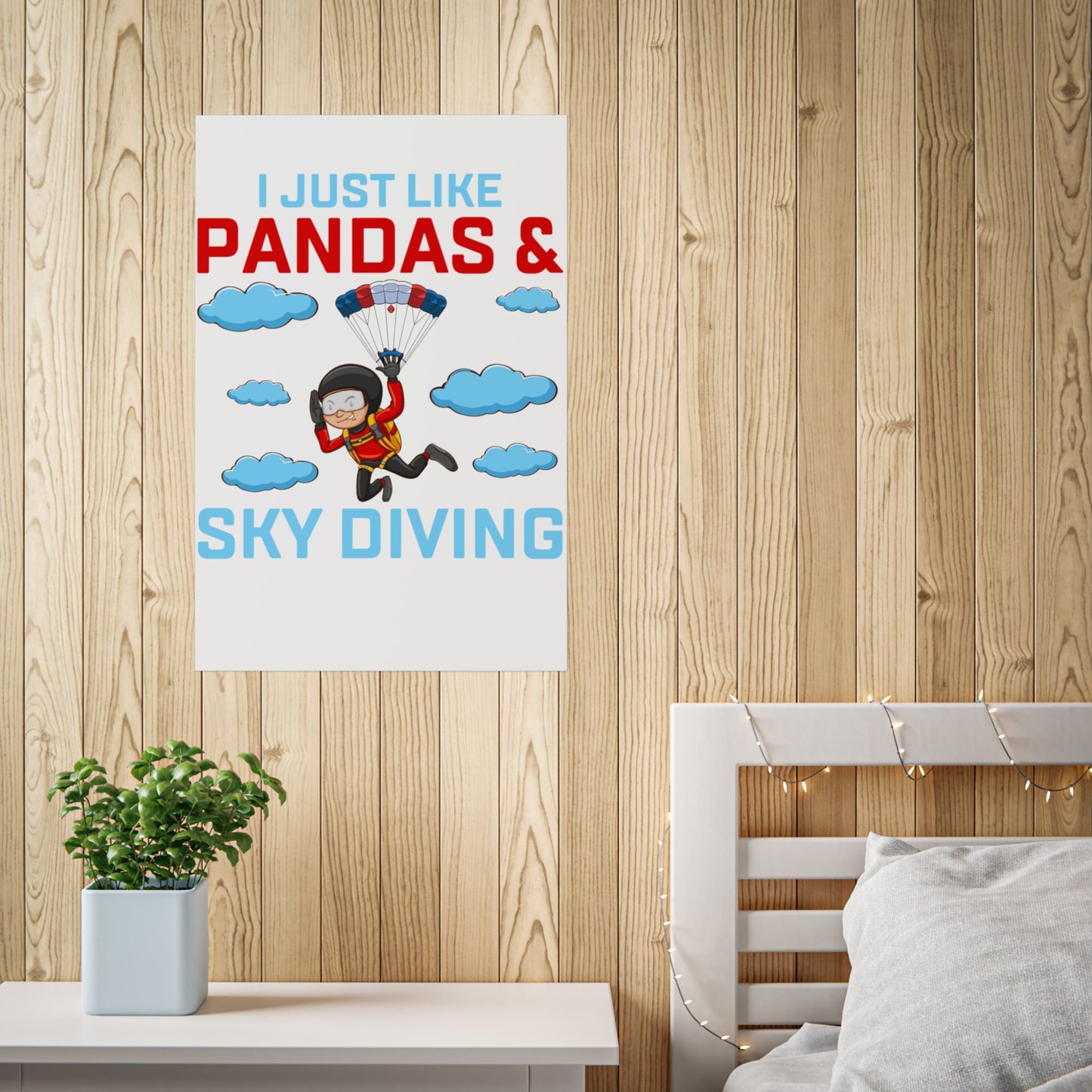 Playful Panda Sky Diving Unframed Poster