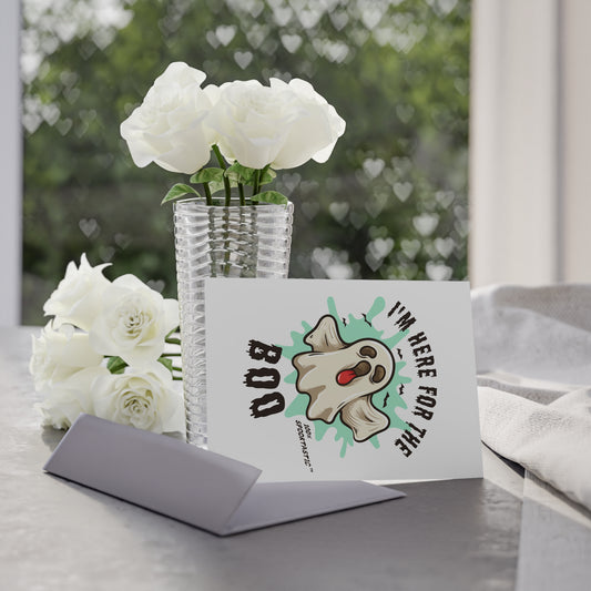 Spooky Holiday Cards - I'm Here for the Boo, Halloween Greetings, Ghost-Themed Cards, Cute Card Set, Festive Note Cards