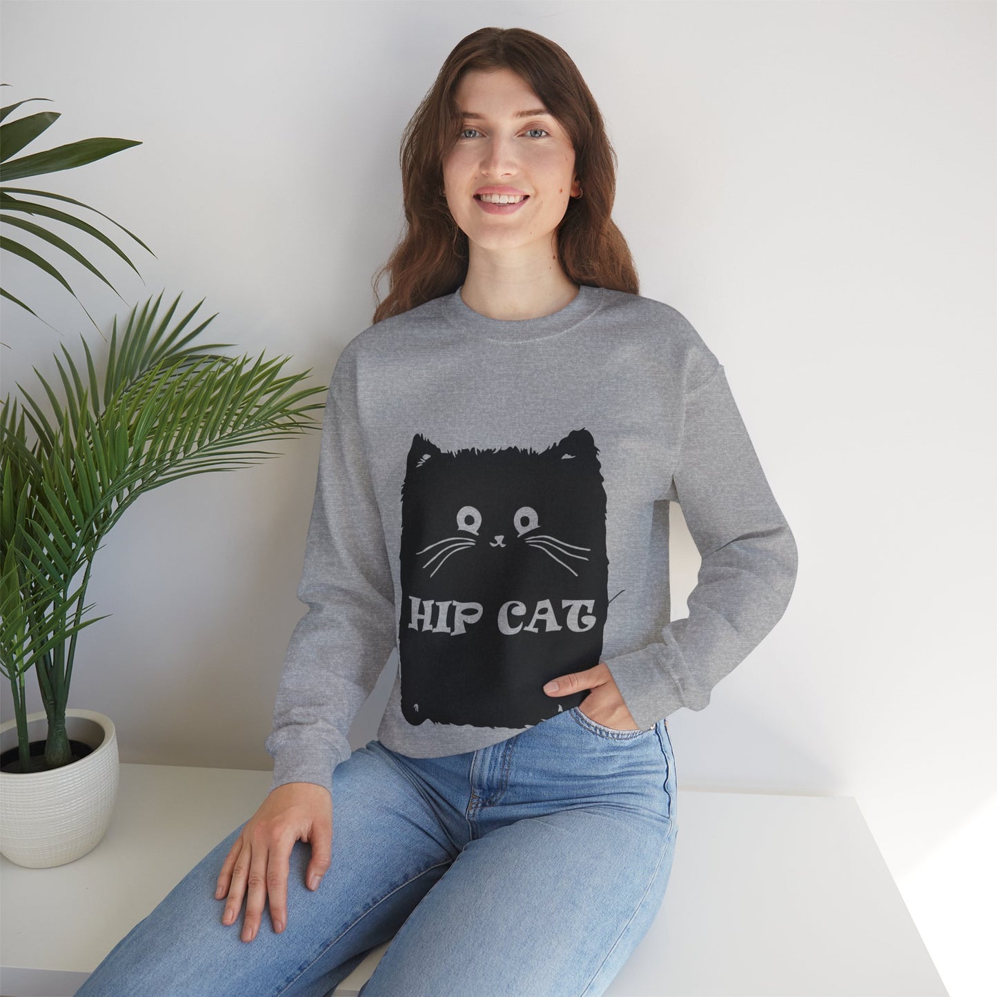 Hip Cat Unisex Sweatshirt - Cute Cat Lover Gift