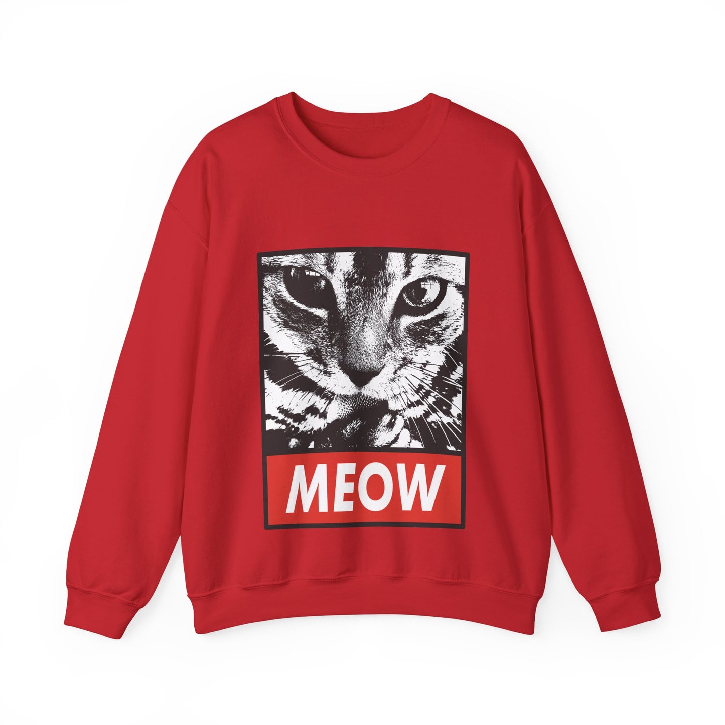 Cat Meow Crewneck Sweatshirt – Retro Graphic Cat Face