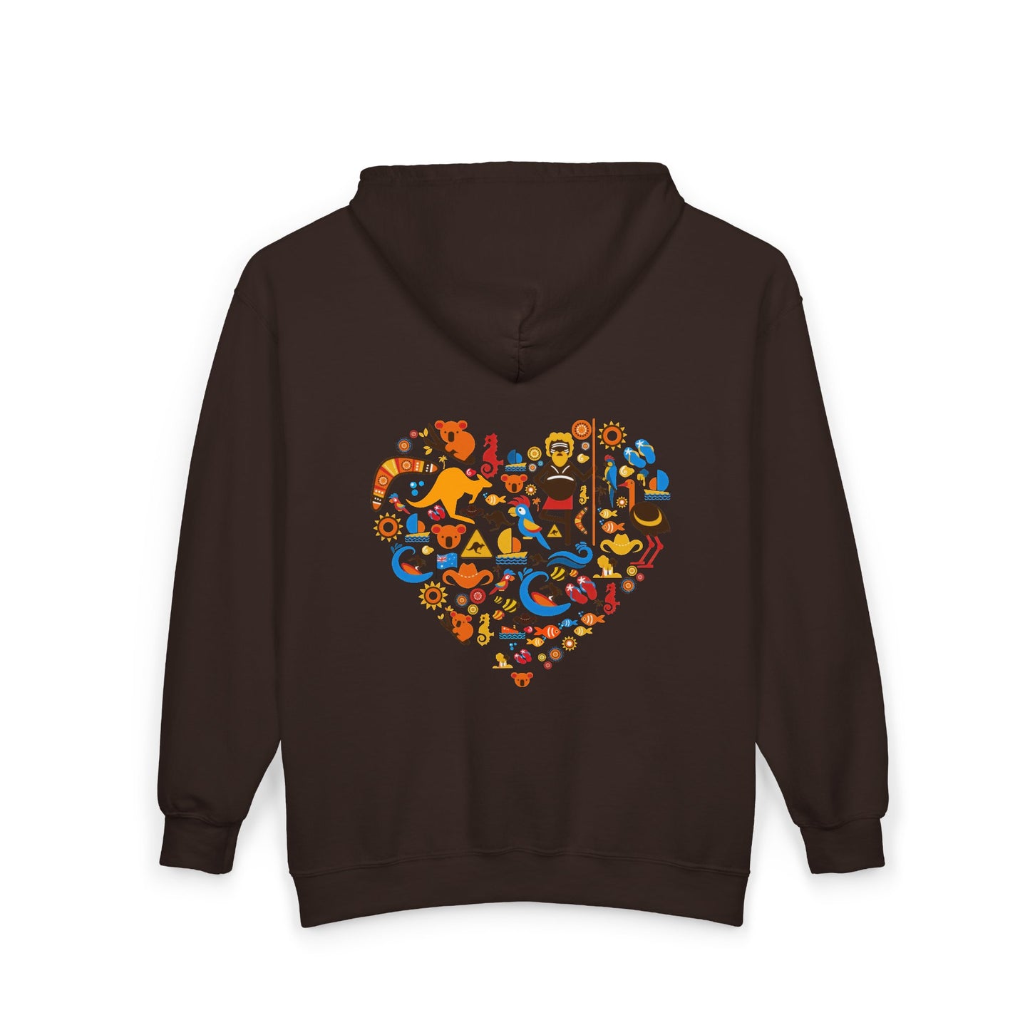 Zip Hoodie — Colorful Food Heart Graphic Full-Zip Hoodie