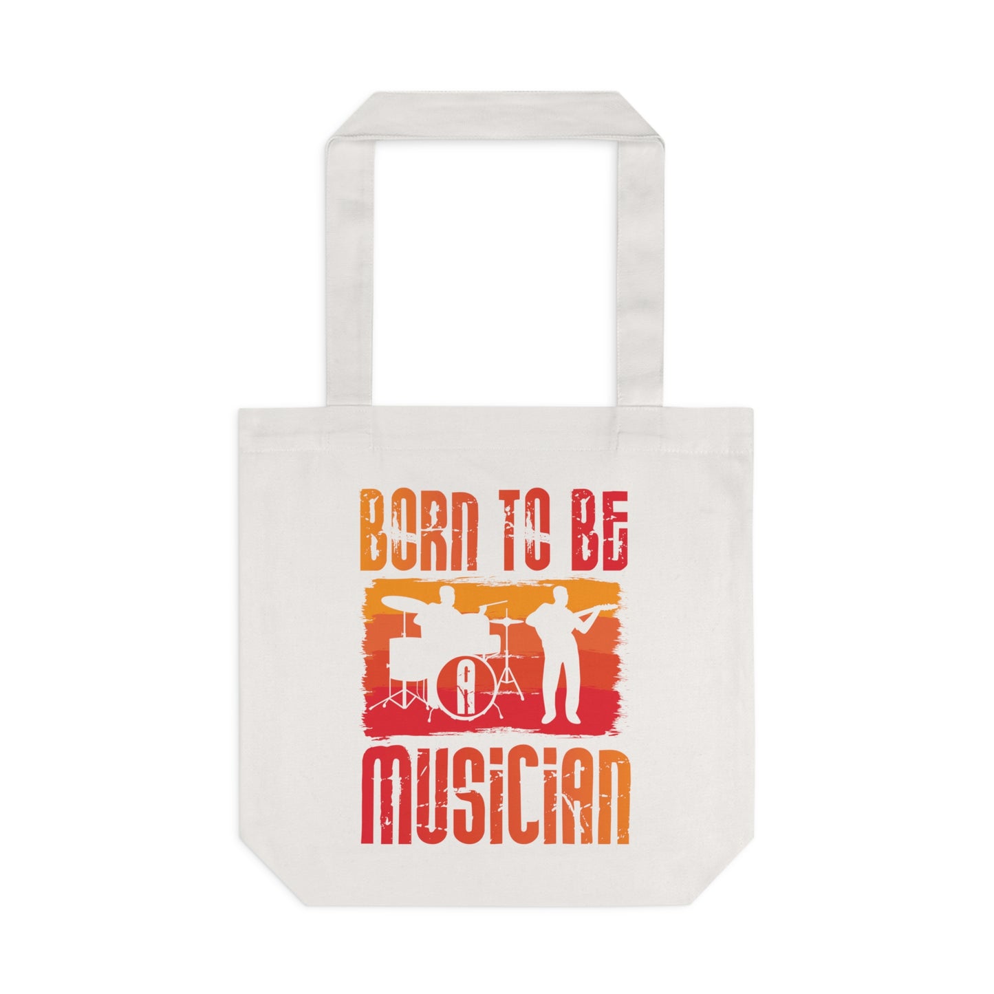 Born to Be Musician Tote Bag – Retro Drummer & Guitar Silhouette Music Lover Gift