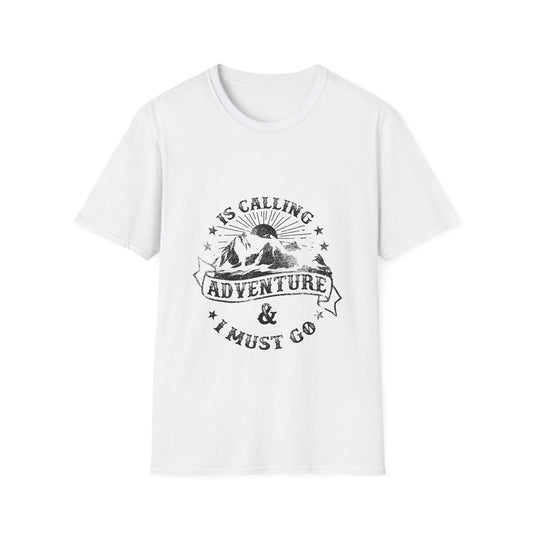 Adventure Is Calling Unisex Softstyle T-Shirt - Outdoor Enthusiast Tee