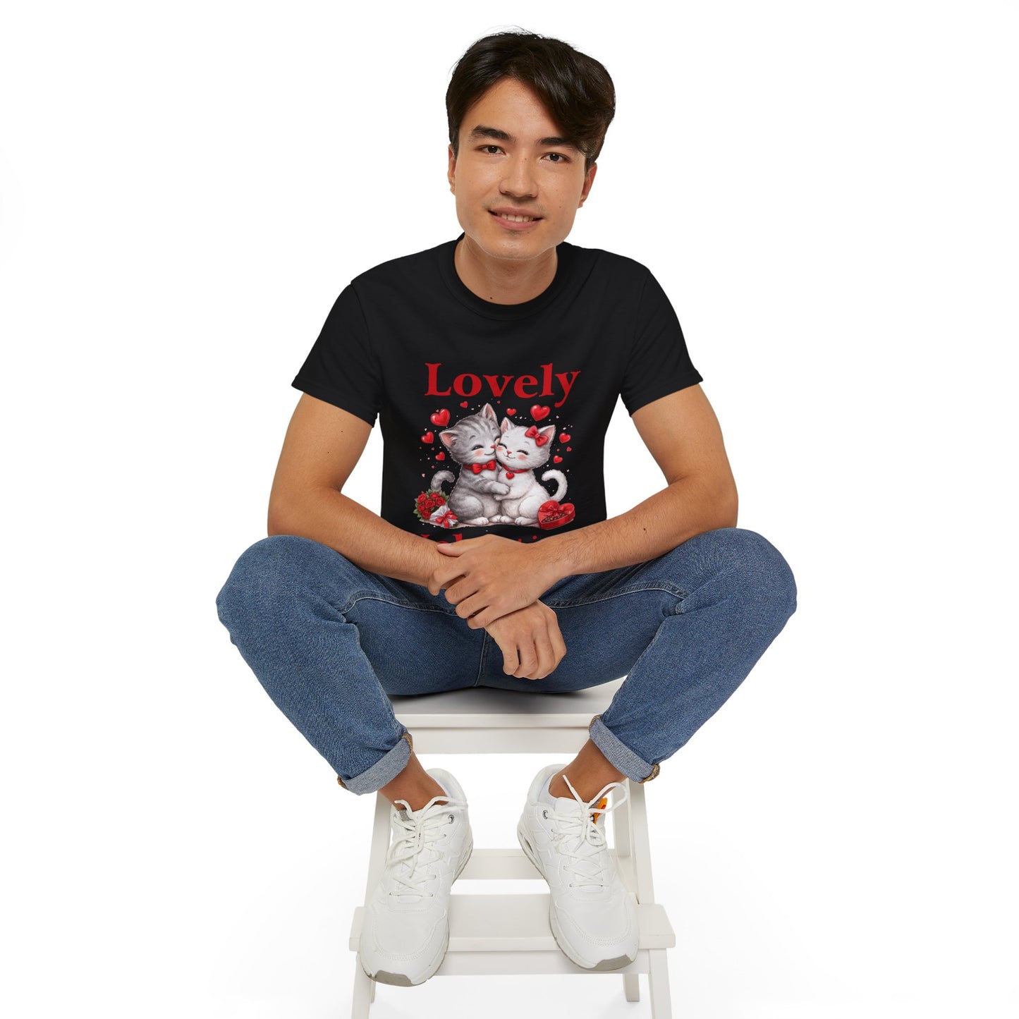Valentine Kitty Tee - "Lovely Valentine" Cute Cat Couple Valentine's Day T-Shirt
