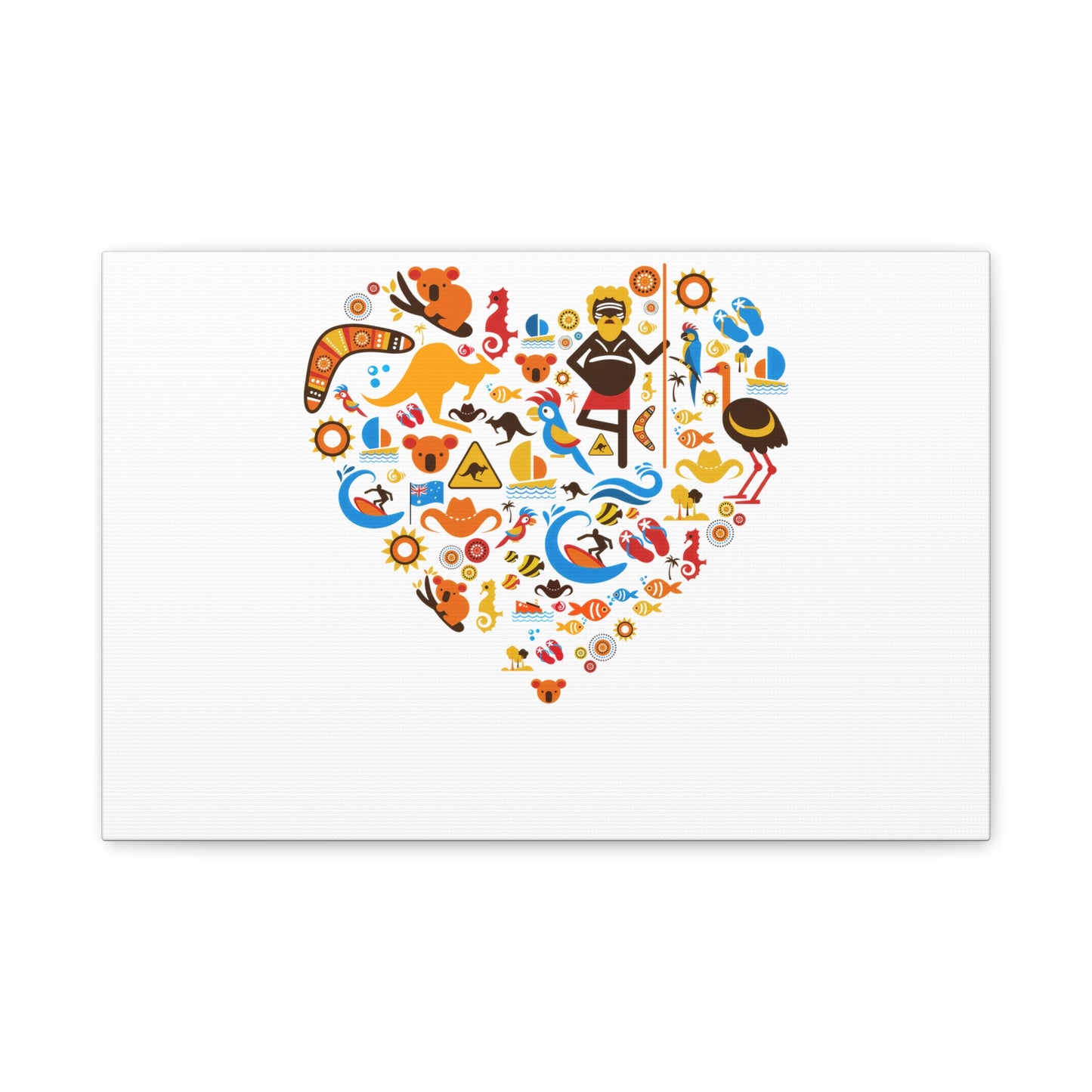 Heart Mosaic Canvas Wall Art — Colorful Travel & Adventure Icons