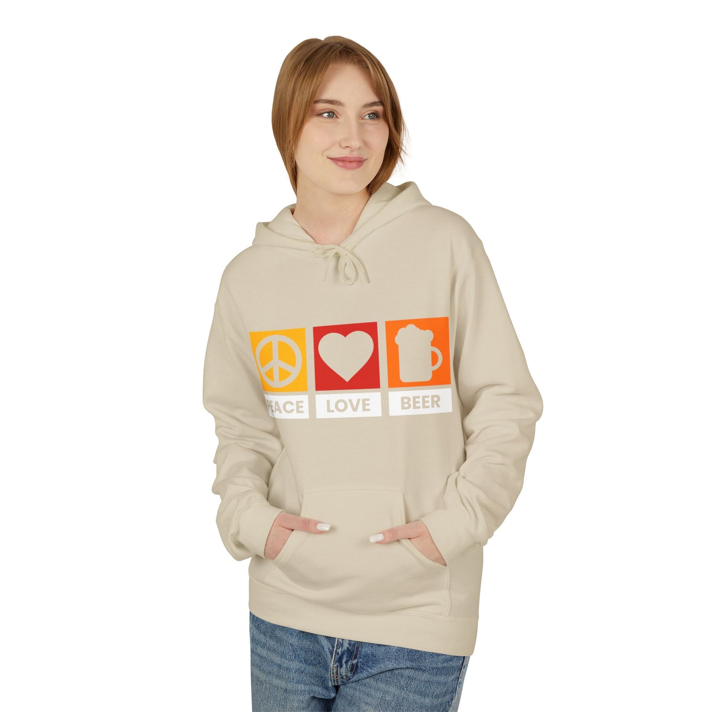 Peace Love Beer Hoodie — Peace, Heart & Beer Icon Pullover