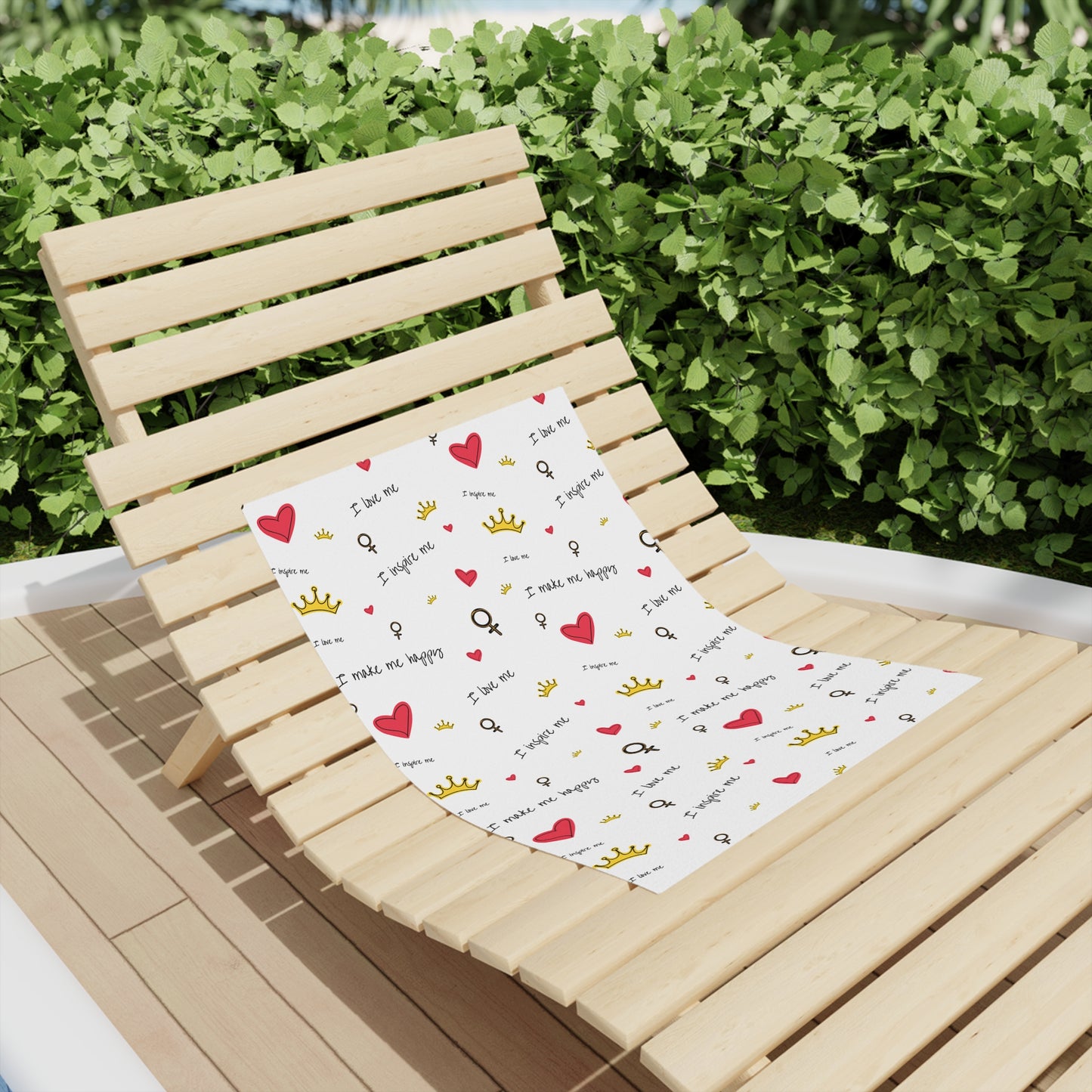 I Inspire Me Heart & Crown Beach Towel
