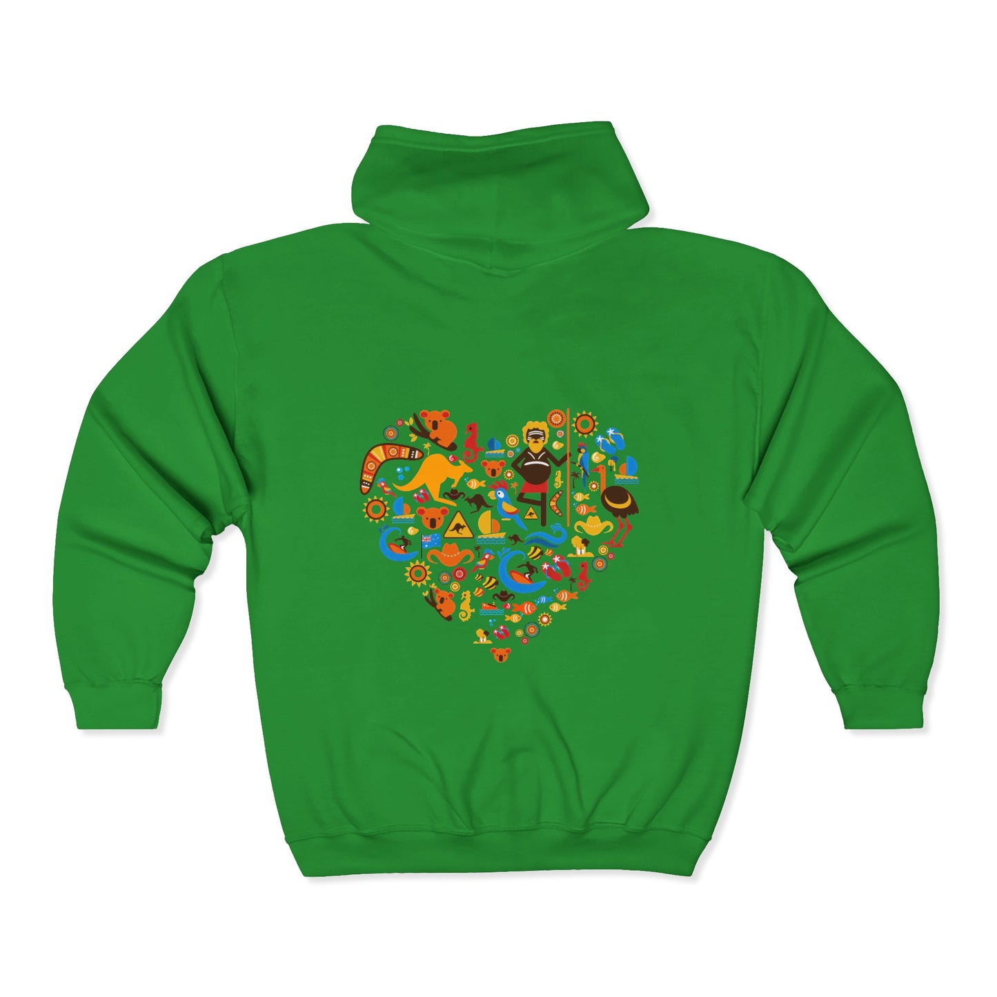Zip Hoodie — Colorful Food Heart Graphic Full-Zip Hoodie
