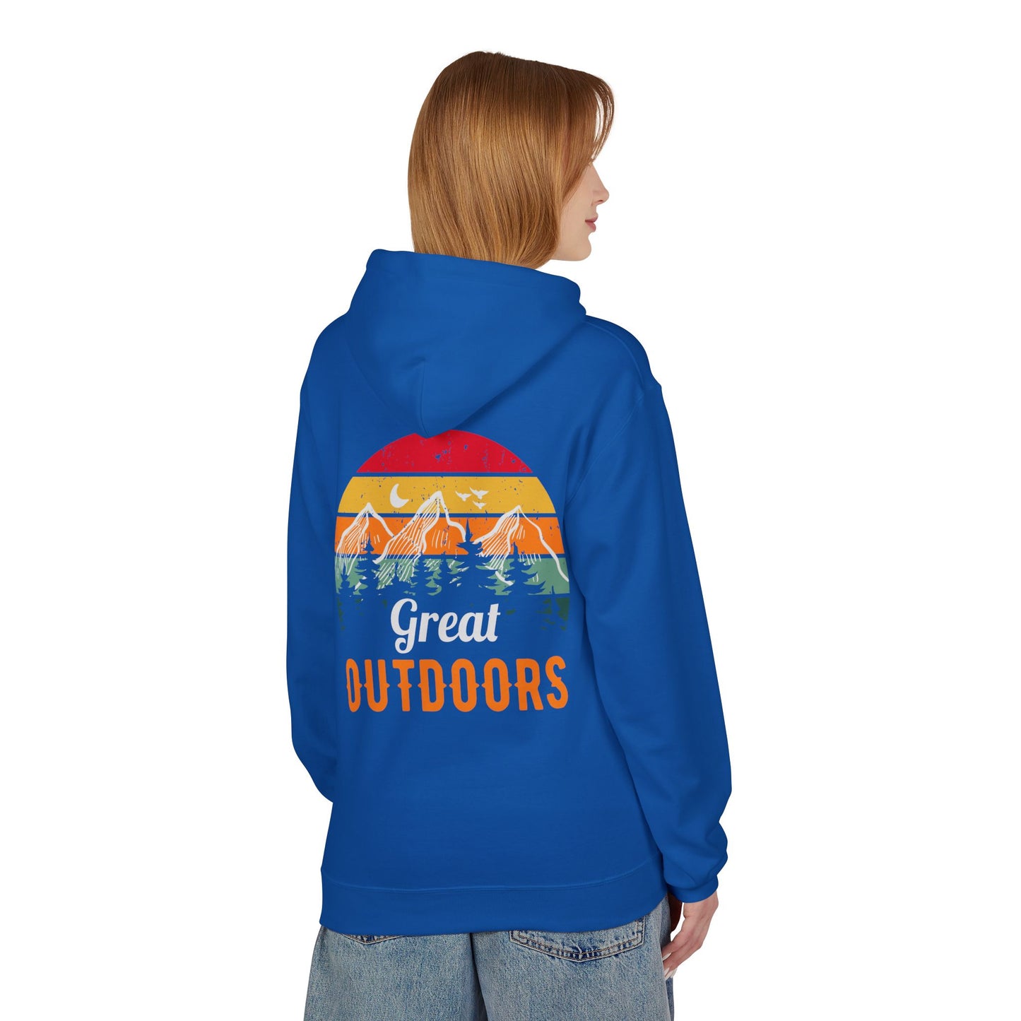 Outdoors Hoodie — Great Outdoors Vintage Mountain & Trees Pullover