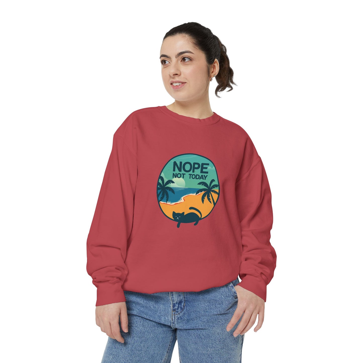 Nope Not Today Sweatshirt — Relaxed Beach Palm Tree Crew