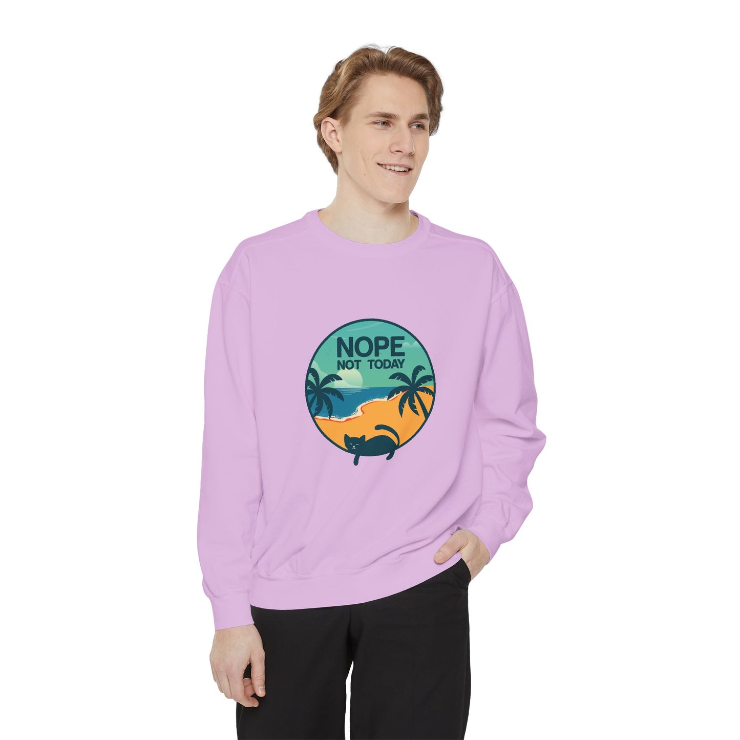Nope Not Today Sweatshirt — Relaxed Beach Palm Tree Crew