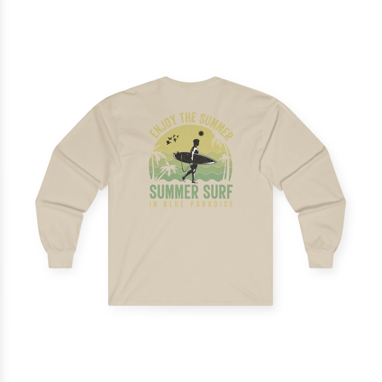 Summer Surf Heart Long Sleeve Tee — "Enjoy the Summer" Surf Graphic