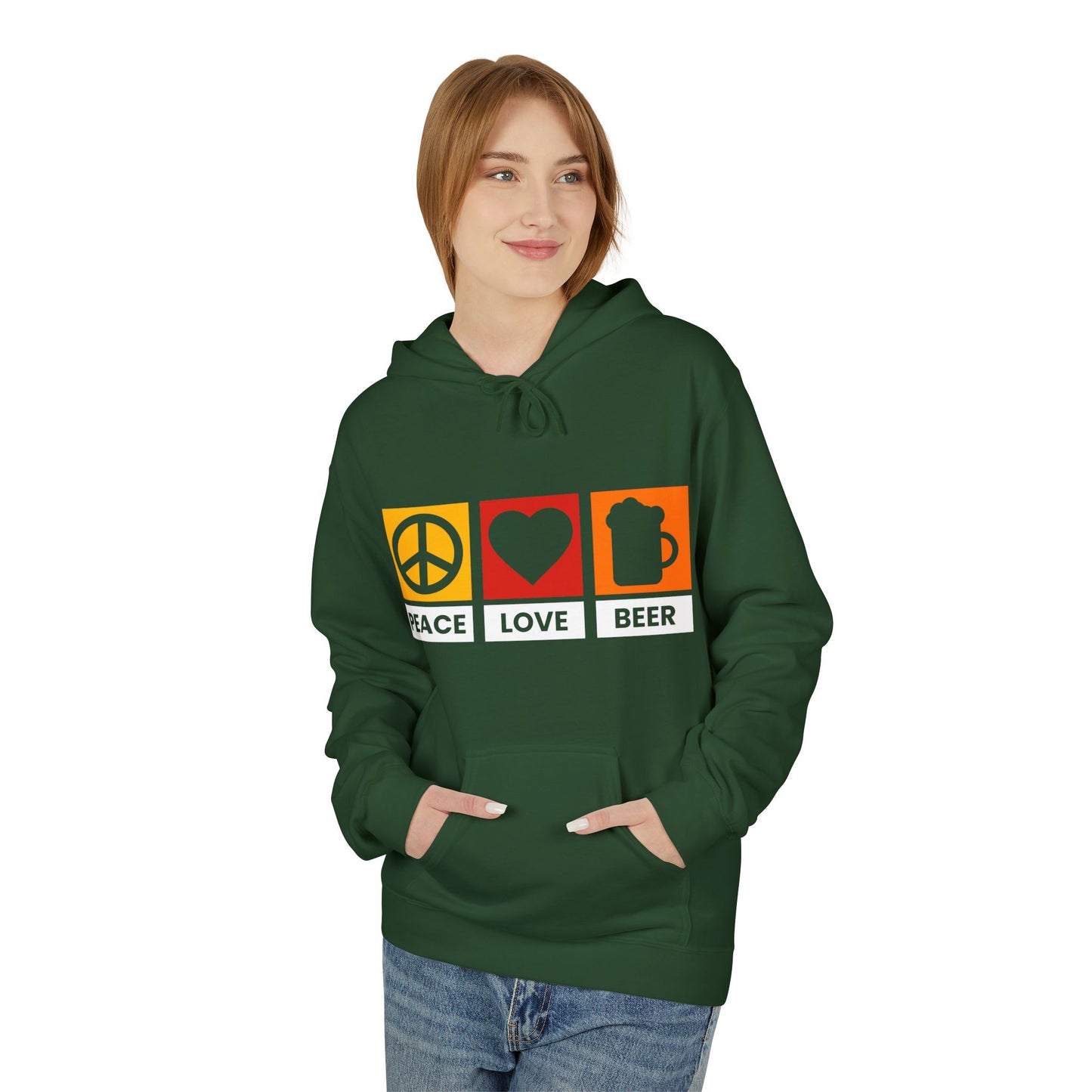 Peace Love Beer Hoodie — Peace, Heart & Beer Icon Pullover