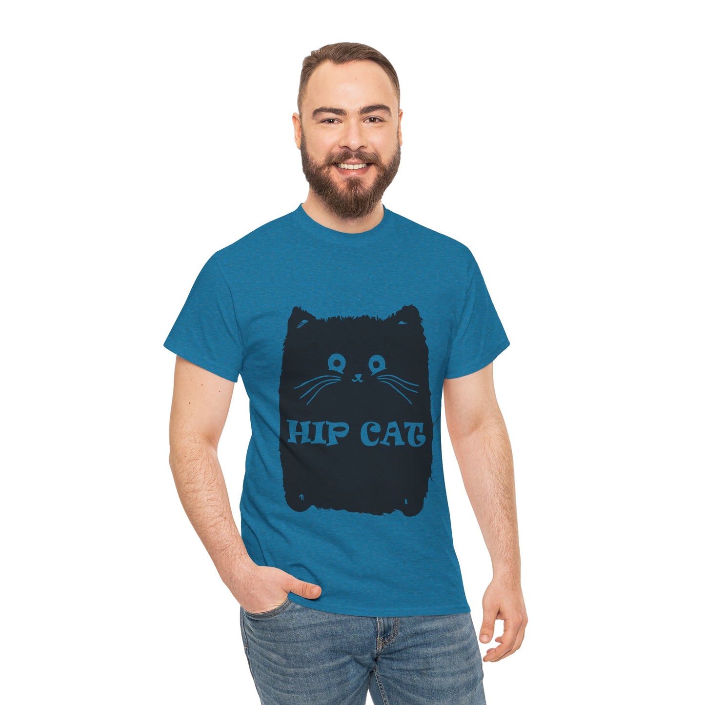Funny Hip Cat Unisex Heavy Cotton Tee