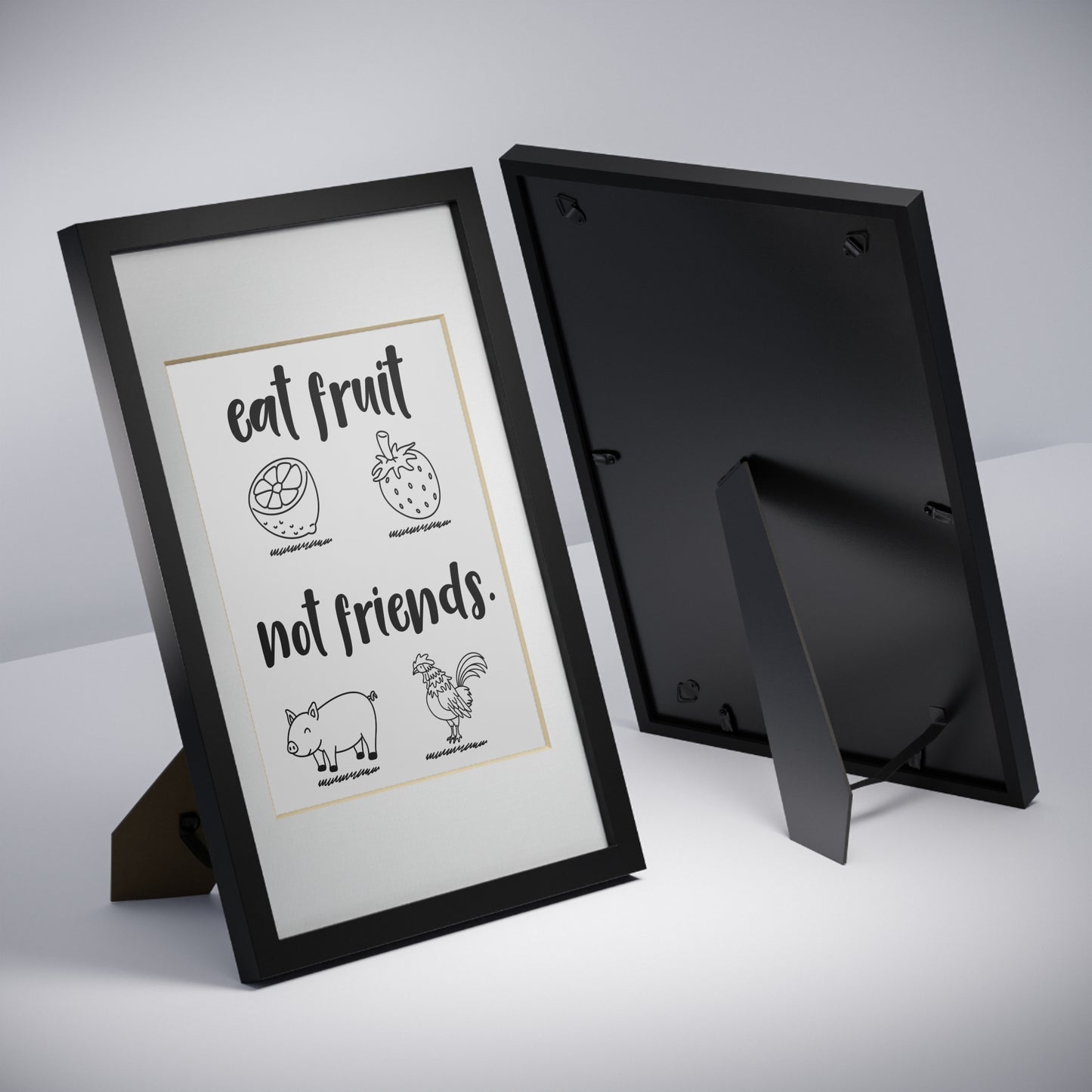 Eat Fruit Not Friends Framed Poster — Vegan Kitchen Wall Art