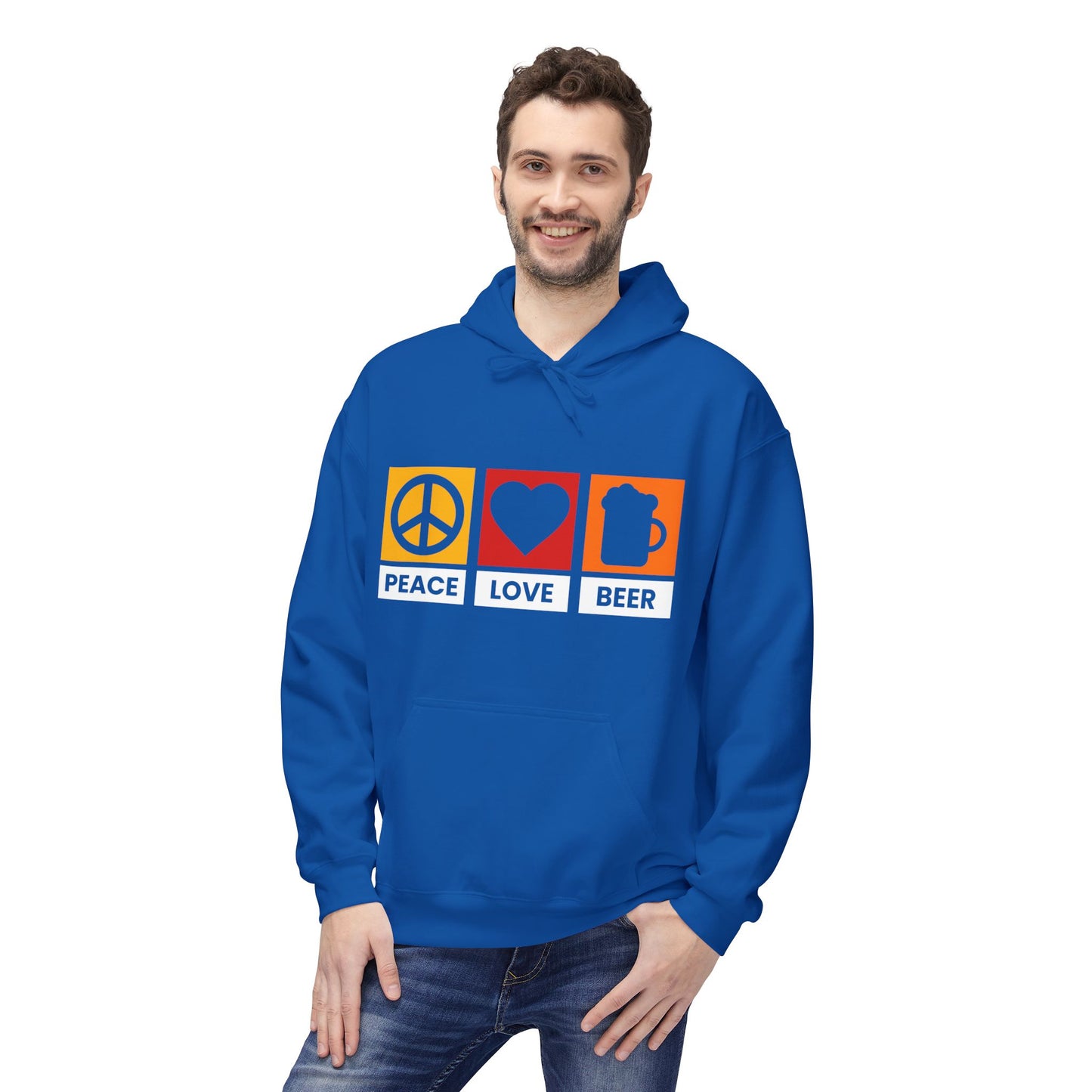 Peace Love Beer Hoodie — Peace, Heart & Beer Icon Pullover