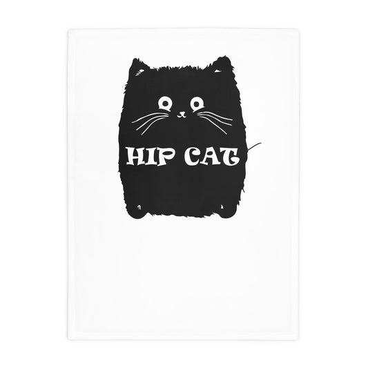 Hip Cat Plush Fleece Blanket – Cute Black Cat Graphic Throw