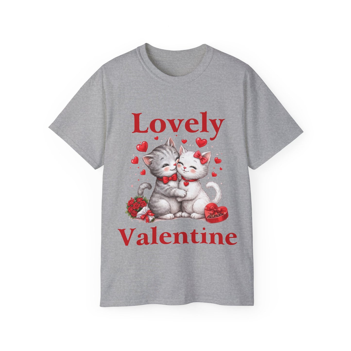 Valentine Kitty Tee - "Lovely Valentine" Cute Cat Couple Valentine's Day T-Shirt