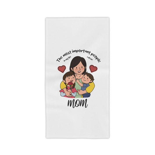 Mom & Kids Beach Towel — "The Most Important People" Family Graphic