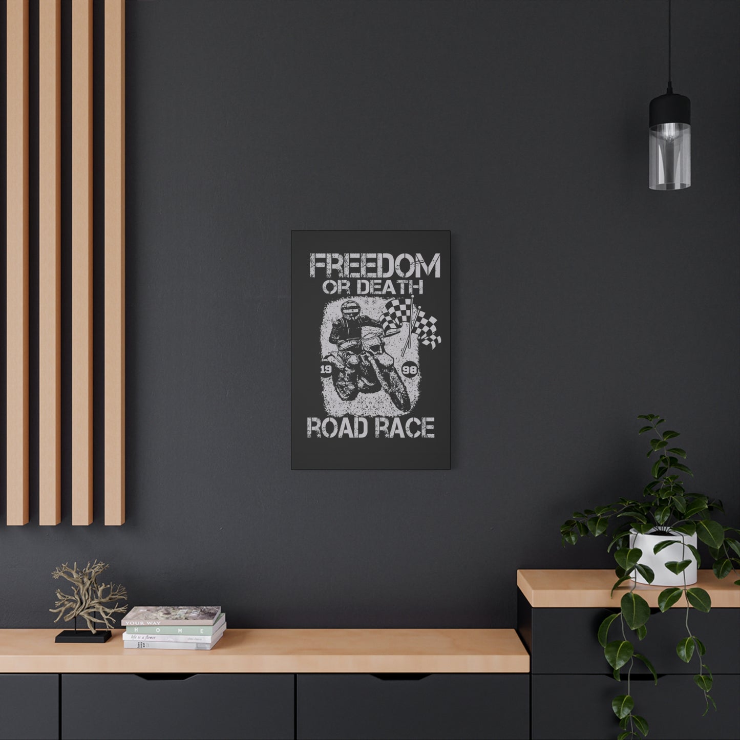 Motorcycle Art Print - Freedom or Death Road Race Decor