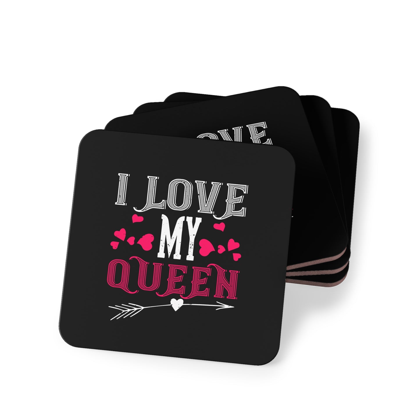 I Love My Queen Round Cork Coaster — Romantic Valentine’s Day Drink Coaster