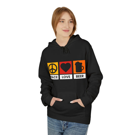 Peace Love Beer Hoodie — Peace, Heart & Beer Icon Pullover