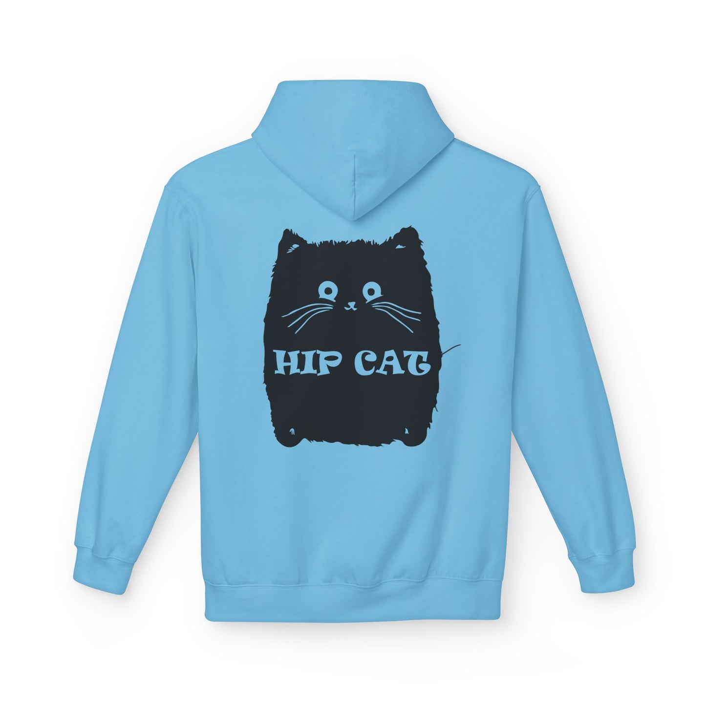 Hip Cat Graphic Hoodie — Cute Retro Cat Illustration "Hip Cat" Back Print
