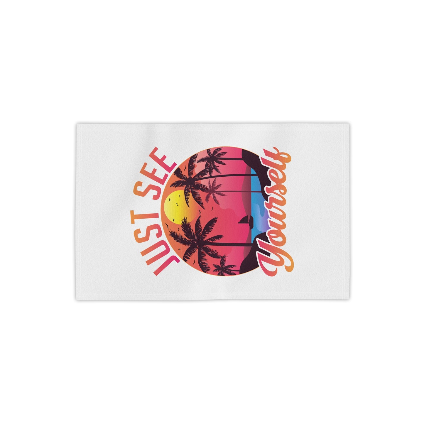 Beach Towel - "Just See Yourself" Tropical Sunset Palm Print