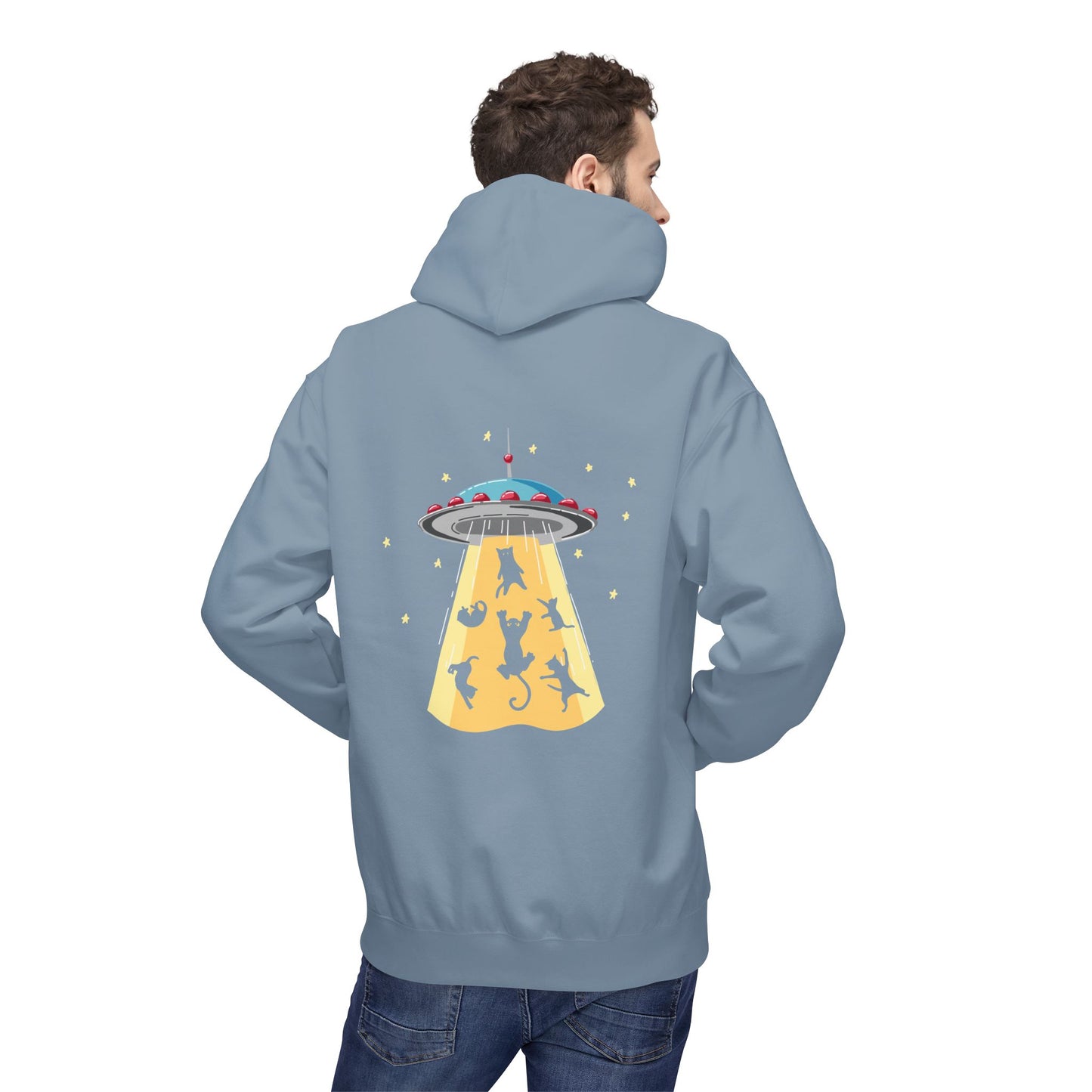 Alien UFO Cat Abduction Hoodie — Funny Pet Lover Graphic Hoodie