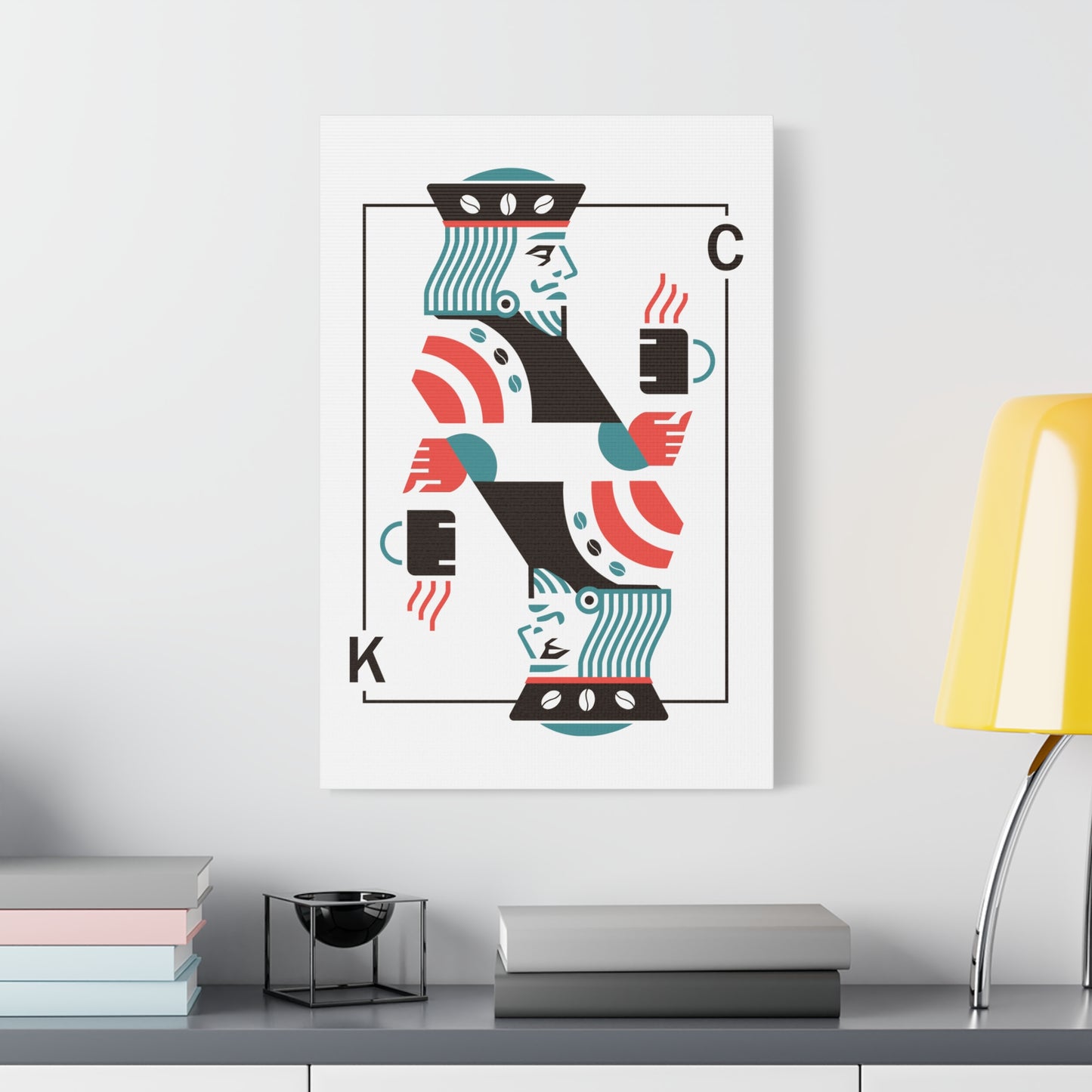 Coffee King Canvas Art — Modern Playing Card Wall Print