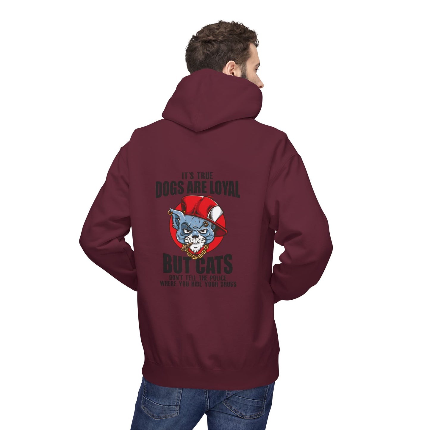 Hoodie — "Dogs Are Loyal But Cats Don’t Tell the Police" Graphic Cat Lover Pullover