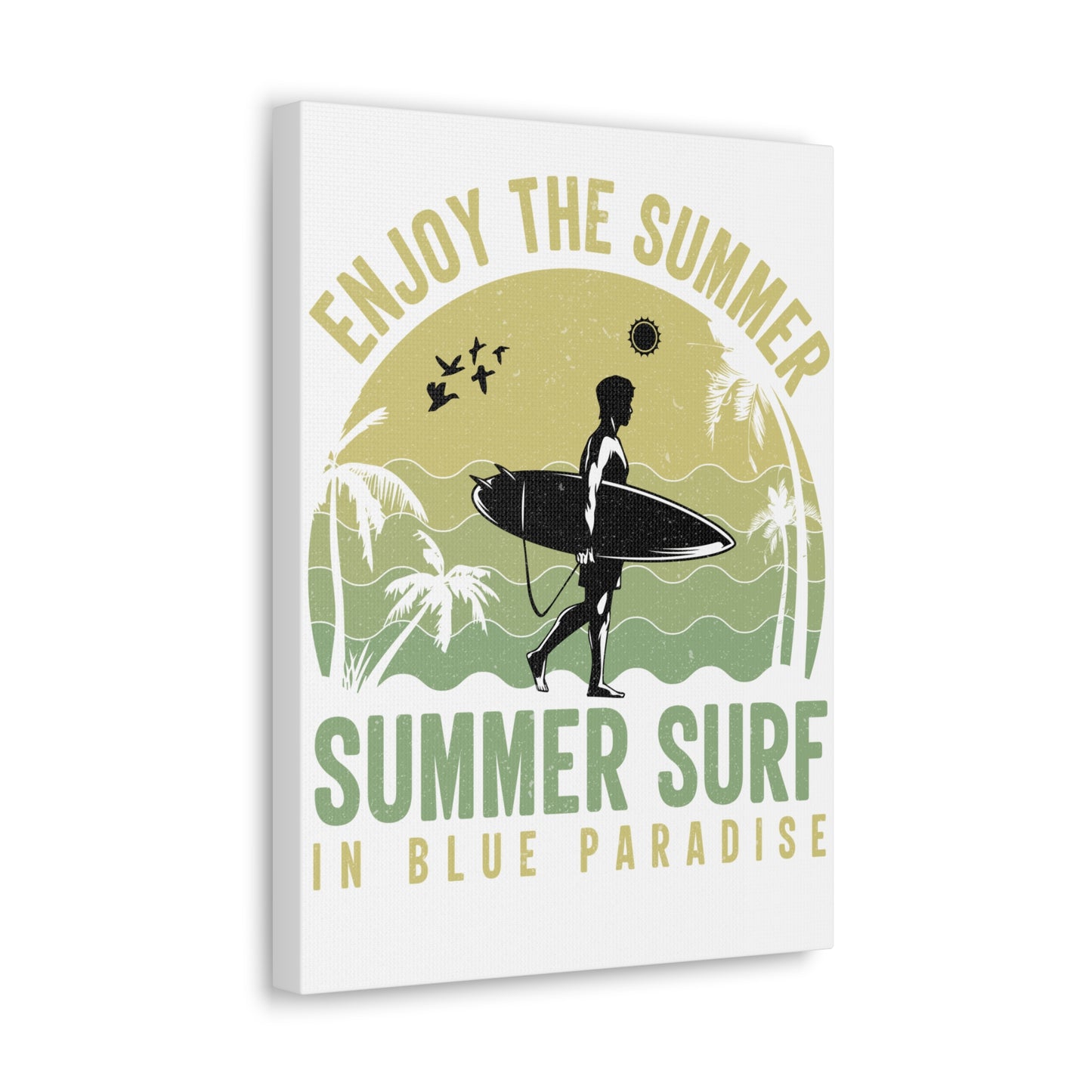 Canvas Art - "Enjoy The Summer: Summer Surf in Blue Paradise" Wall Print
