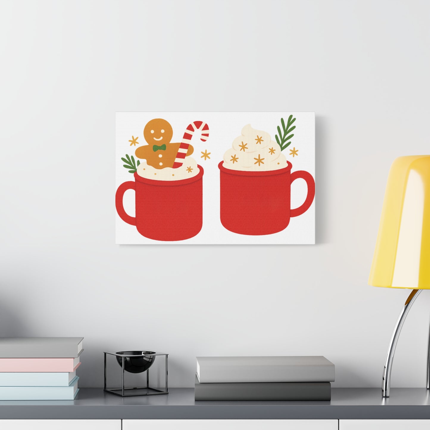Cat Pattern Canvas Print — Whimsical Kittens & Fishbone Wall Art