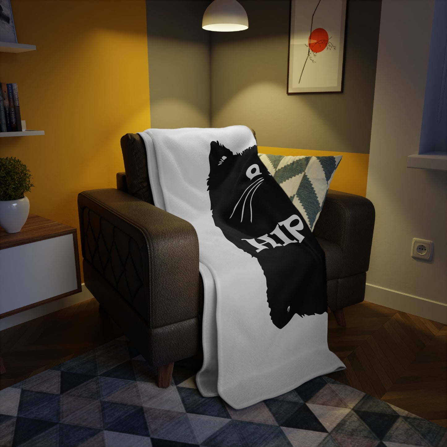 Hip Cat Plush Fleece Blanket - Cozy Cat Lover Gift