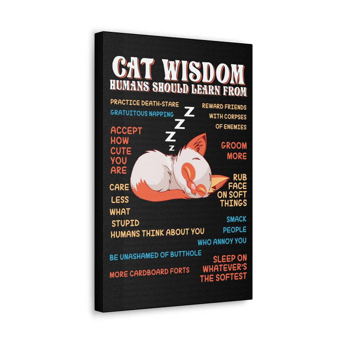 Canvas Print — "Cat Wisdom: Humans Should Learn From" Illustrated Wall Art