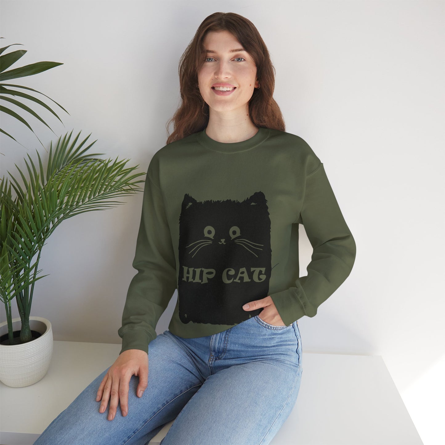 Hip Cat Unisex Sweatshirt - Cute Cat Lover Gift