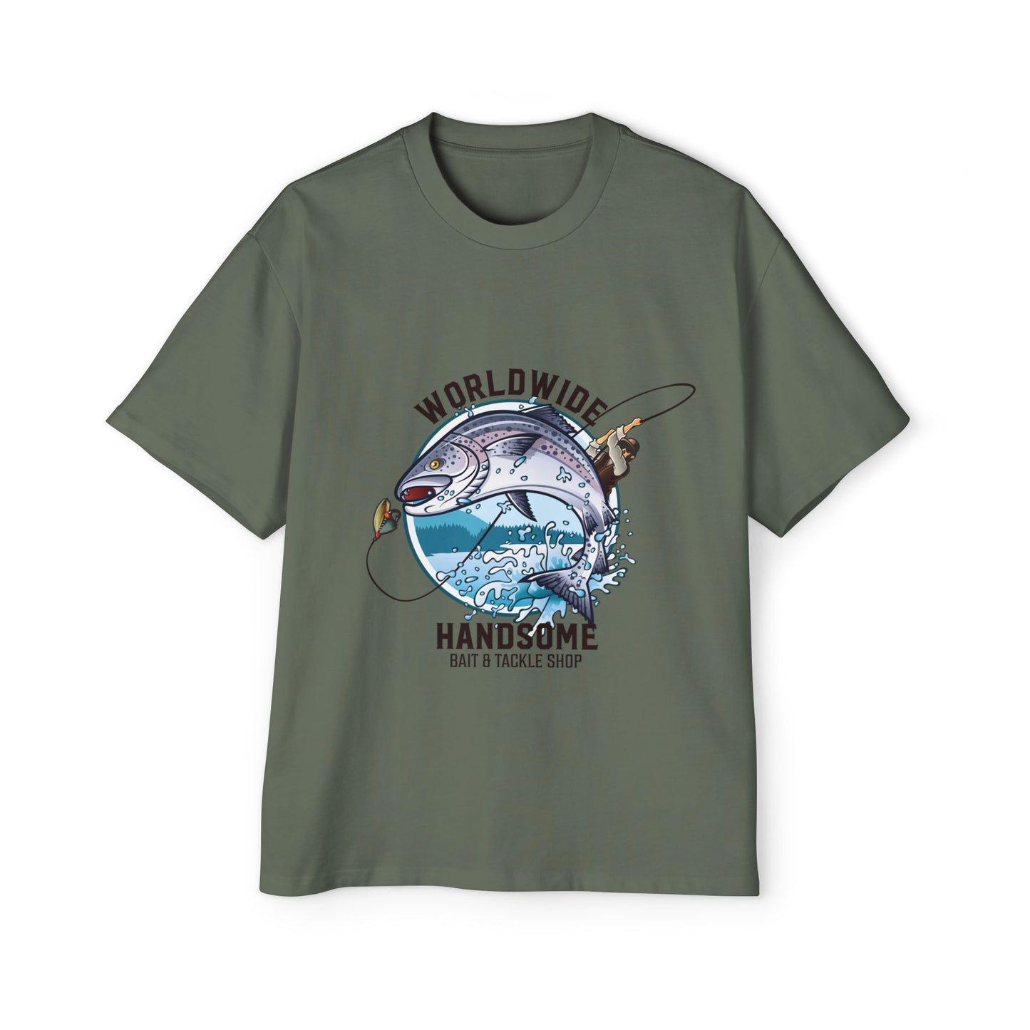 Fishing Tee — "Worldwide Handsome" Bass & Tackle Shop Graphic Shirt