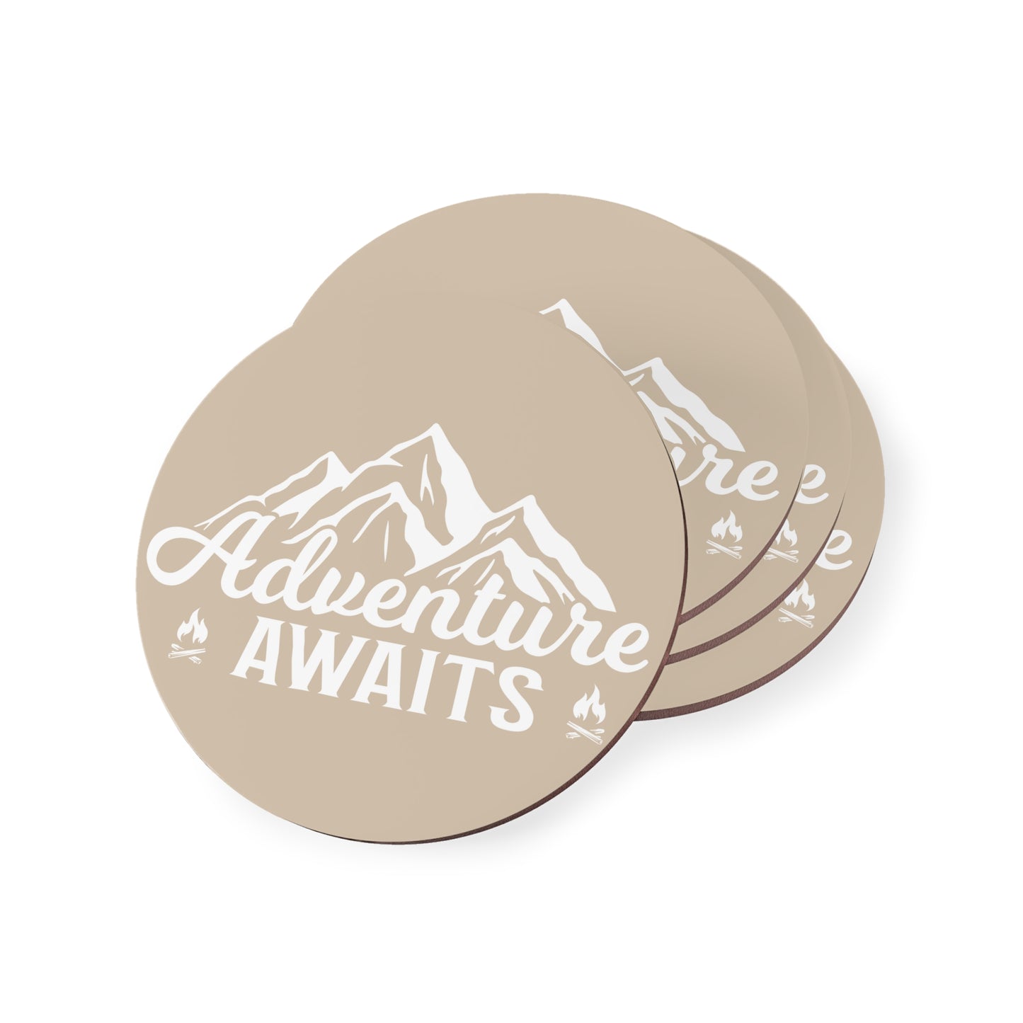 Adventure Awaits Coaster — Mountain Travel Cork Drink Coaster