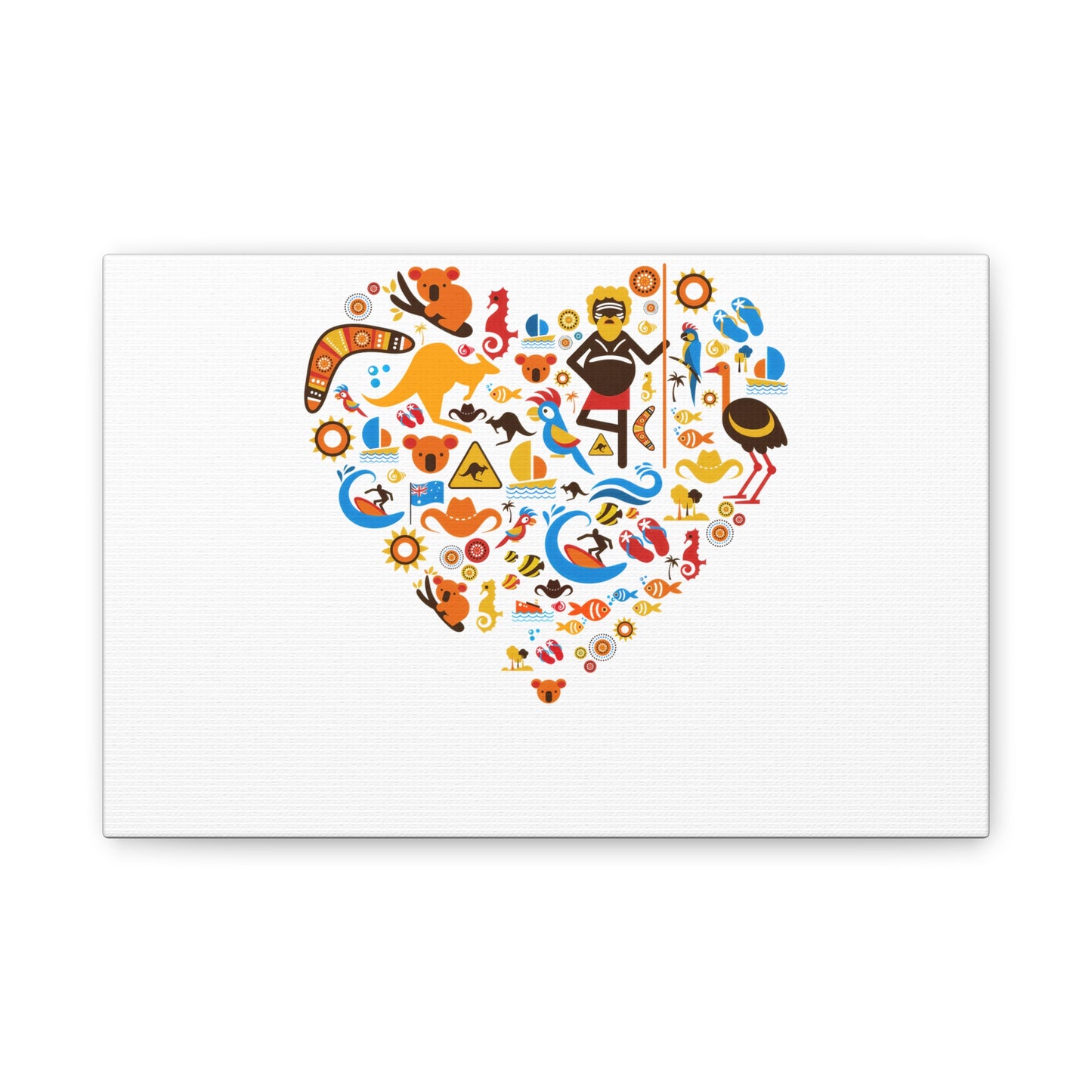 Heart Mosaic Canvas Wall Art — Colorful Travel & Adventure Icons