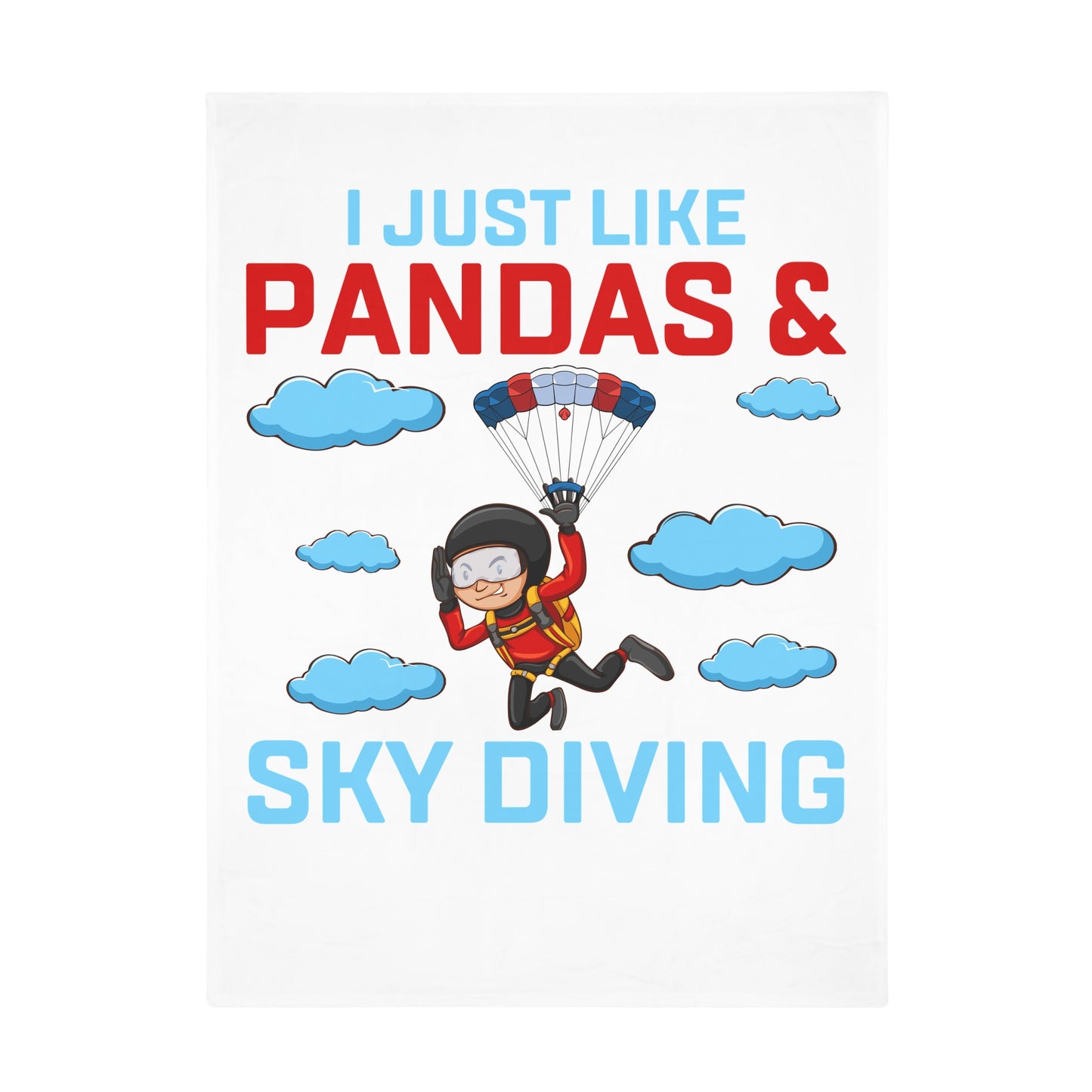 Sky Diving Pandas Plush Fleece Blanket