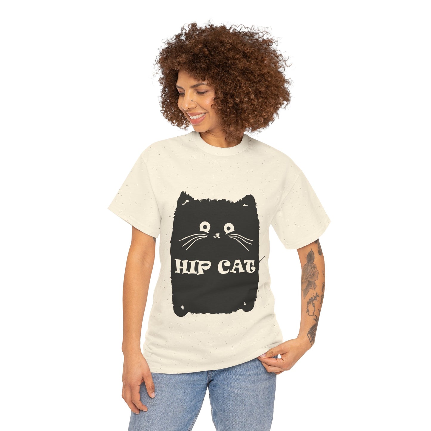 Funny Hip Cat Unisex Heavy Cotton Tee