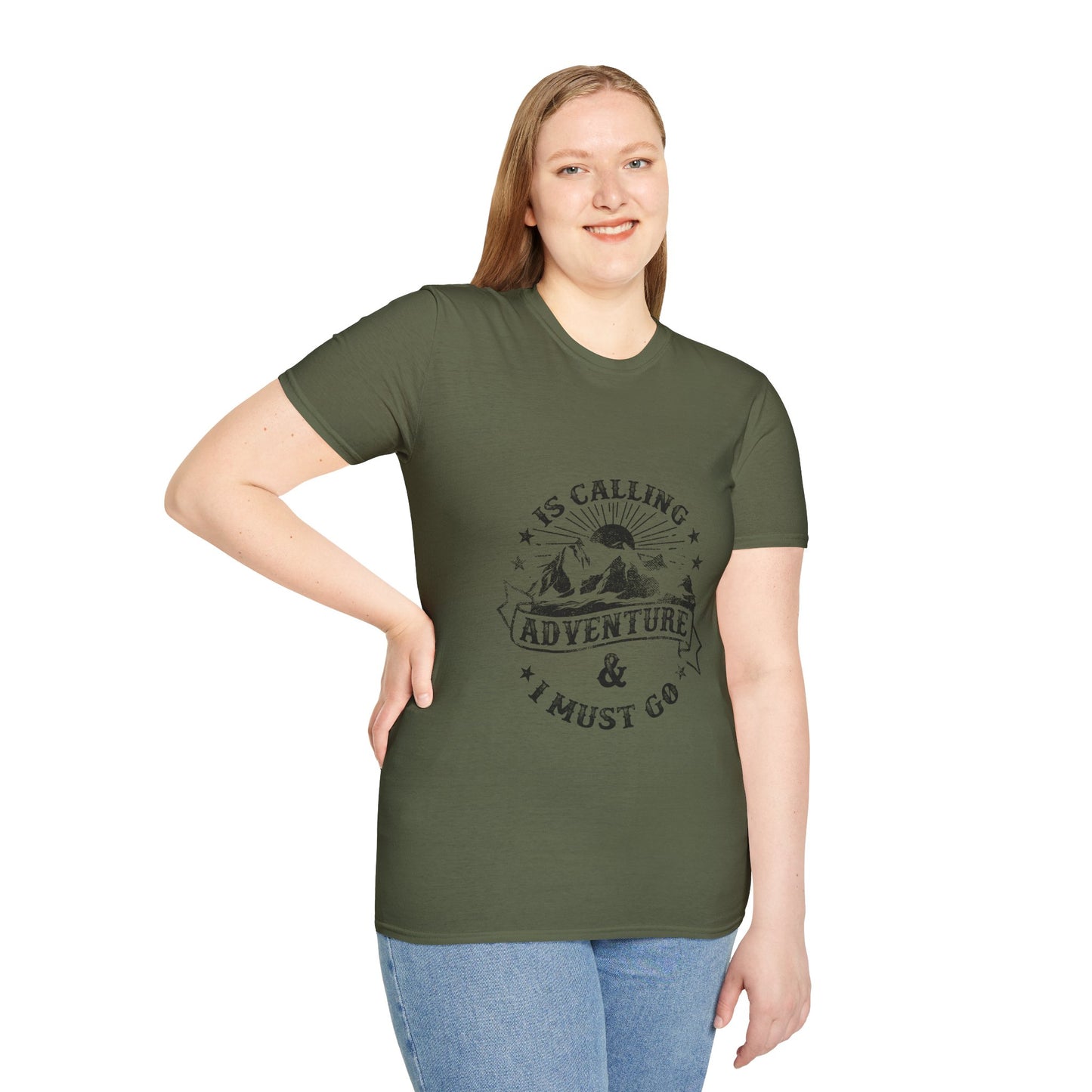 Adventure Is Calling Unisex Softstyle T-Shirt - Outdoor Enthusiast Tee
